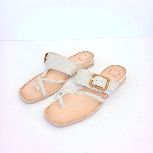 Dolce Vita Revolve Perris Ivory Embossed Sandals - Picture 2 of 7